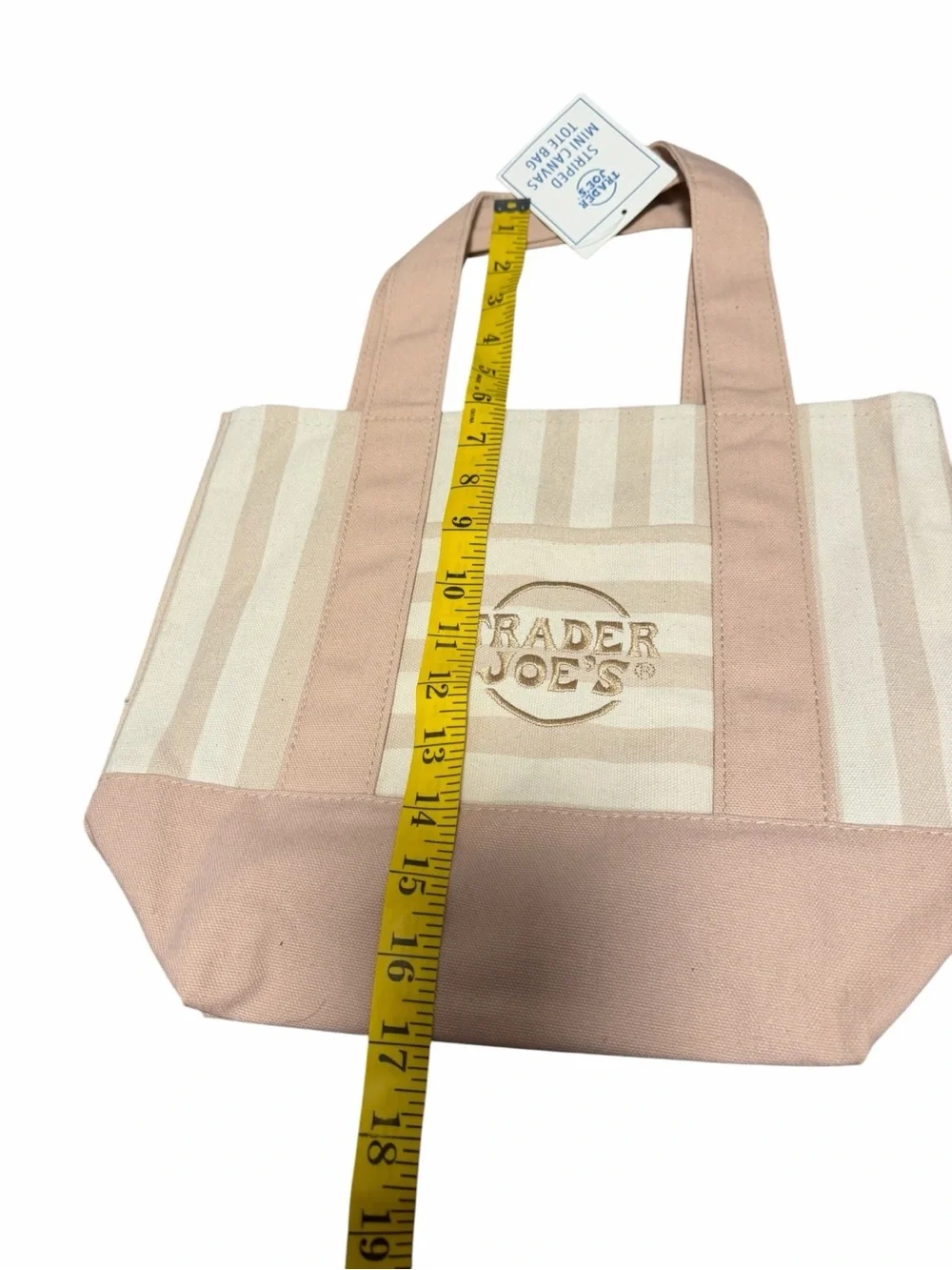 Trader Joe’s Light Brown and White Stripe Canvas Tote Bag - Picture 3 of 3